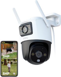 Imou Rex 4K Duo - Caméra Surveillance Double Objectif | Couverture Simultanée 360° + Zone Fixe | Ultra HD 8MP