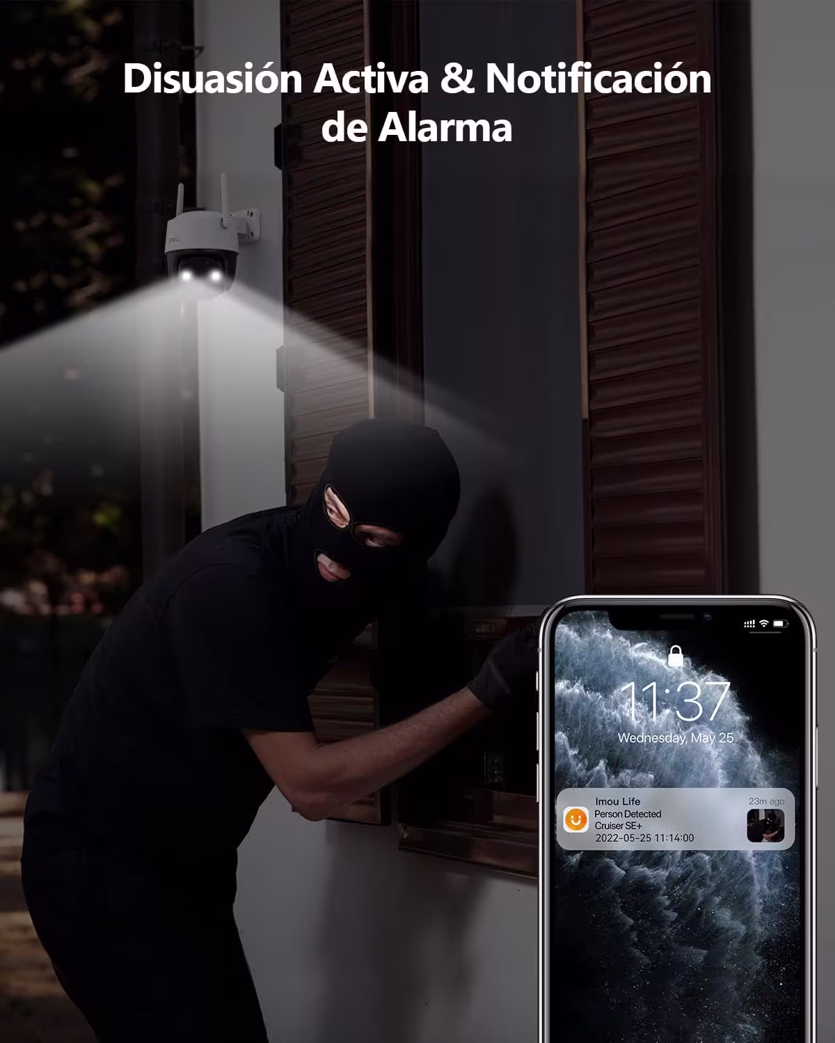 Imou Cruiser 2K(3MP) Caméra Surveillance Extérieure WiFi 360° Étanche IP66 Vision Nocturne Couleur 30M, Détection Humaine – Image 6